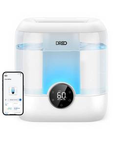 lot 145 image: DREO Smart Humidifiers for Bedroom, 6L Top Fill Supersized Cool Mist Humidifier for Large Room, 60 Hour Runtime, Quiet Ultrasonic Humidifiers for Plants, Indoor, Home, Night Light, White - Retail $70
