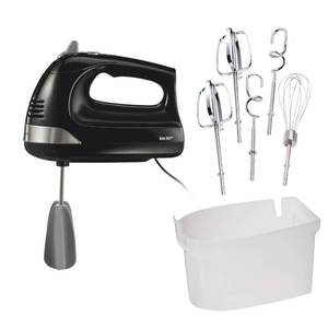 lot 148 image: Hamilton Beach 6-Speed Electric Hand Mixer with Whisk, Dough Hooks and Easy Clean Beaters, Powerful 275 Watt Motor, Snap-On Storage Case, Black - Retail $35