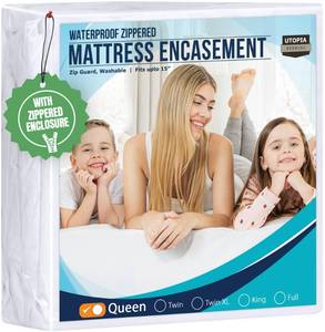 lot 154 image: Utopia Bedding Mattress Protector Zippered Queen Size, 100% Waterproof Bed Bug and Dust Mite Proof Mattress Encasement, Absorbent 6 Sided Mattress Cover - Retail $27