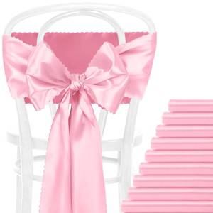 lot 155 image: Eychei 60 Pcs Pink Satin Chair Sashes Bows, 7x108 inch Chair Bow Ties Back Silky Dining Chair Sashes Satin Chair Ribbon for Wedding, Party, Banquet, Restaurant, Hotel Event, Chair Cover Decorations - Retail $43