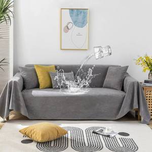 lot 163 image: STACYPIK Gray Waterproof Sofa Cover for Dogs Non Slip Cat-Scratch Resistant Couch Cover for 2 Cushion Couch Pet Friendly Sofa Protector for Loveseat Thick Sofa Silpcover for L Shaped Washable-71X118IN - Retail $40