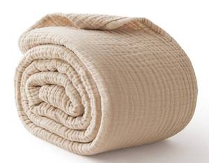 lot 165 image: Kozyhvn 100% Cotton King Size Blankets for Bed 108 x 90, 6 Layers Cooling and Soft Muslin Throw Blanket, Lightweight Quilt Bedspread Coverlet, Gauze Blanket for Adults All Season, Linen Beige - Retail $51