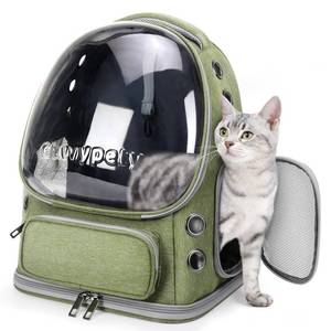 lot 171 image: Pre Owned Cawypety Cat Backpack Carrier, Breathable Cat Carrier Large Space Bubble Pet Backpack for Kitty Small Dog up to 15lbs, Transparent & Foldable Pet Carrier for Travel Hiking - Retail $40