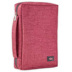 lot 182 image: Christian Art Gifts MenWomens Bible Cover Jesus Fish, Red Canvas, Small - Retail $14