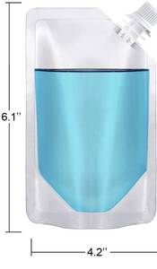 lot 184 image: 8 Pcs Plastic Flasks, 8 Oz Concealable and Reusable Drink Pouches, Leak-Proof Food Grade Plastic for Travel (8OZ - Retail $8