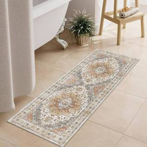 lot 189 image: BrilliStar Bathroom Rugs Vintage Boho Bath Mats Light Khaki Non Slip Bath Rug Comfy Velvet Washable Bath Mat Shower Rug for Bathroom Floor Sink Shower Vanity 18X47 Inch - Retail $24