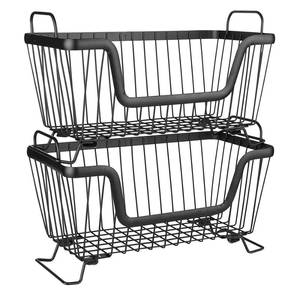 lot 199 image: LOTTS Stackable wire basket for pantry, Metal Pantry basket, Storage Organizer Bin with Handles, Fruit basket for Kitchen Cabinets, Pantry, Closets, Bedrooms, Bathrooms (12.6�6.5�7.6)- 2 Pack - Retail $24
