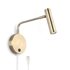 lot 203 image: Joossnwell Wall Lamps That Plug in, Bronze Metal Industrial Wall Spotlight with Switch on Off for Home Bedside Lighting Fixtures Warm White 3000K 1 Pack - Retail $39