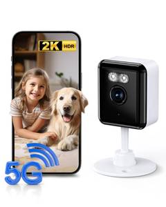 lot 204 image: 2K Cameras for Home Security, 2.45GHz Wi-Fi 6 Indoor Camera for DogPetNannyBaby with US Phone App, AI Text Recognition, Smart Search, Color Night Vision, Mini Cam 2 Way Talk, Human Detection - Retail $12