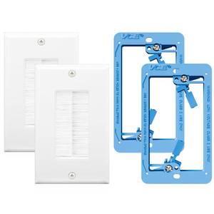 lot 205 image: VCE Brush Wall Plate with Low Voltage Box, Decorator Wall Cover with Low Voltage Mounting Bracket for Wall-Mount TV, 2-Pack - Retail $10