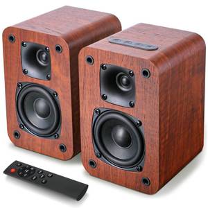 lot 207 image: Saiyin Bluetooth Bookshelf Speakers for Record Player,Active Speakers with 3 Inch Woofer, Powered Speakers with OpticalAUXTV-ARC Input for Turntable, PC and TV - Retail $50