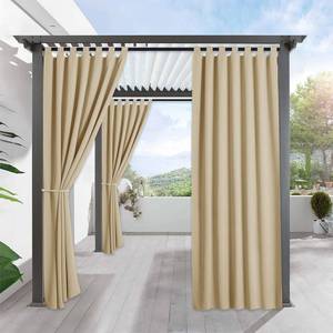 lot 208 image: RYB HOME Outdoor Curtains for Patio Waterproof Tab Top Block Sunlight Thermal Insulated Privacy Assured Thick Outside Curtains for Porch, Pergola, Pool, W52 x L84, Cream Beige, 1 Panel - Retail $10