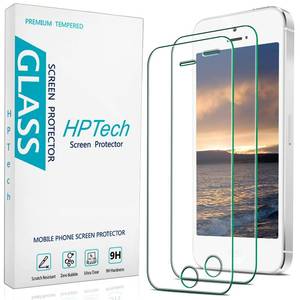 lot 213 image: HPTech 2-Pack Tempered Glass For iPhone SE 2016, iPhone 5S, iPhone 5, iPhone 5C 4.0 Inch Screen Protector, Easy to Install, Bubble Free, 9H Hardness - Retail $5