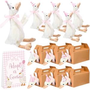 lot 216 image: Halloscume 6 Set Silly Goose Party Supplies Swan Animal and Mini Birthday Party Hats with Satin Ribbon Bow for Adopt a Goose Birthday Gift (Pink Color) - Retail $35
