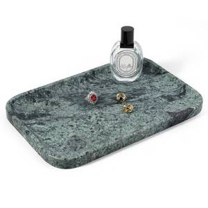 lot 217 image: Koville Marble Tray, 12x8 Marble Vanity Tray for Countertop Bathroom Kitchen Dresser, Decorative Catchall Trays for Perfume Jewelry, Rectangular Stone Serving Tray(Green) - Retail $40