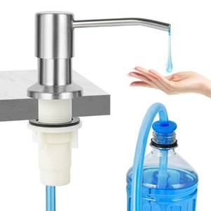 lot 218 image: Soap Dispenser for Kitchen Sink(Brushed Nickel),Stainless Steel Countertop Dish Soap Dispenser Pump with 47  Extension Tube kit - Retail $14