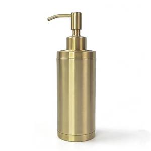 lot 224 image: Kmeino Soap Dispenser Stainless Steel Brushed Champagne Gold, 10 OZ Countertop Soap Dispenser Light Gold, Liquid Bottle for Kitchen & Bathroom Hand Dish Lotion - Retail $19