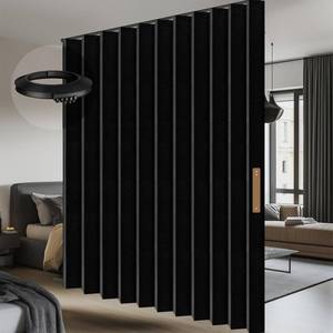 lot 245 image: AJAZZ 100% Blackout Room Divider Curtains - with Flexible Ceiling Curtain Track, Noise Reduce Barrier for Portable Curtain for Sliding Glass DoorSpace Room Divider r(Black, W180 x L96, 1 Pack) - Retail $123