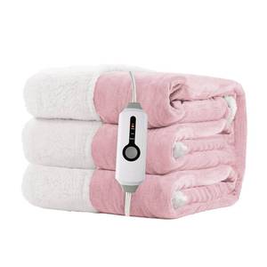 lot 251 image: RALYSUN Electric Heated Blanket Throw Size 50x60 - Dual-Sided with Microplush & Sherpa Fabric, 4 Heat Settings & 3 Hours Auto Off, Machine Washable - Pale Pink - Retail $30