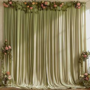 lot 252 image: 10x10FT Wrinkle Free Sage Green Backdrop Curtains for Parties Green Curtain Backdrop for Baby Shower Green Drapes for Birthday Party Photography Background Soft Fabric 5ft x 10ft, 2 Panels - Retail $25