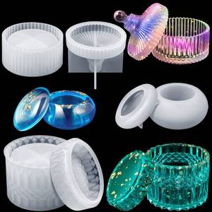 lot 254 image: 3 Pcs Resin Jar Mould with Lids Silicone Storage Box Mould Jewelry Box Epoxy Resin Mold 3D Vintage Crown Jar Mold for DIY Crafts Jewelry Trinket Container Soap Candle Trinket Making - Retail $18