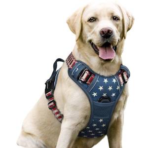 lot 272 image: rabbitgoo Dog Harness No Pull with 2 Leash Clips, Adjustable Soft Padded, Reflective Oxford No Choke Pet Vest with Easy Control Handle for Large Dogs, Blue Star, L - Retail $28