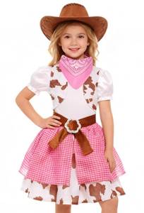 lot 276 image: SIZGAROOT Cowgirl Costume for Girls with Hat Halloween Party Dress Up (Pink, 7-8 Years) - Retail $26