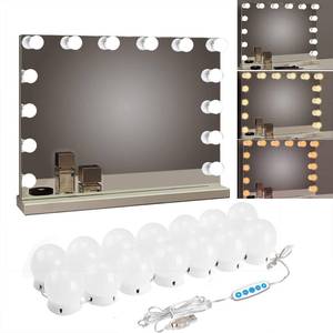 lot 292 image: SICCOO Makeup Vanity Lights for Mirror, Hollywood Style LED Vanity Mirror Lights with 14 dimmable Bulbs, USB Cable, White - Retail $19
