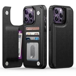 lot 293 image: Goodon for iPhone 15 Pro Max Case Wallet - Flip Folio Leather Cover with Trendy Design, 4 Card Slots & Kickstand Function, Stylish Protective Phone Case for Women and Girls - Black - Retail $13