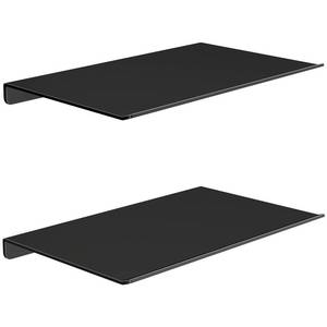 lot 309 image: MKO 8 Small Floating Shelves for Wall, Metal Wall Mounted Shelf for Bathroom, Bedroom, Living Room, Kitchen, Little Mini Tiny Display Hanging Shelves for BooksStorageRoom Decor 2 Packs, Black - Retail $10