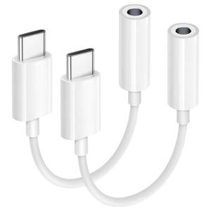 lot 311 image: USB C to 3.5mm Audio Headphone Adapter, 2-Pack Type C to Jack Dongle Adapter Cable Cord Compatible with Apple iPhone 171615ProMaxPlus, iPad, MacBook, Samsung Galaxy S24S23S22 Ultra - Retail $9