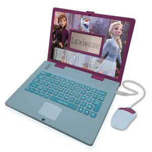 lot 320 image: LEXiBOOK Disney Frozen 2 - Educational and Bilingual Laptop SpanishEnglish - Girls Toy with 124 Activities to Learn, Play Games and Music with Elsa & Anna - BluePurple, JC598FZi2 - Retail $50