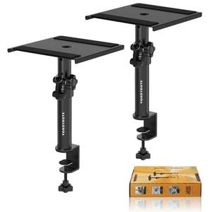 lot 321 image: Vondynote Set of 2 Desktop Clamp Speaker Stands Short Studio Monitor Stands Height Adjustable - Retail $28
