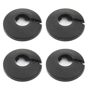 lot 330 image: MroMax Fit 12 Black Plastic PP Pipe Cover, 16mm (58) 4Pcs Flange Water Pipe Decoration Escutcheon, Snap-On Cap for Kitchen Valve, Sink Toilet Inflow Pipes, to Hide Gaps and Update Plumbing Look - Retail $6