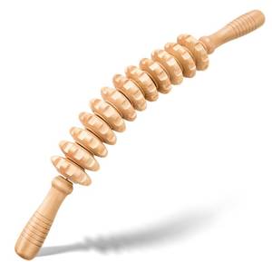 lot 334 image: MZDXJ Wooden Cellulite Massage Roller for Legs and Thighs - Handheld Fascia Blaster Tool for Muscle Relief, Lymphatic Drainage & Body Sculpting - Anti Cellulite Massager for Women and Men (12 Wheel) - Retail $10