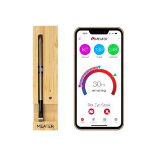 lot 340 image: MEATER  The Original True Wireless Smart Meat Thermometer for the Oven Grill Kitchen BBQ Smoker Rotisserie with Bluetooth and WiFi Digital Connectivity - Retail $64