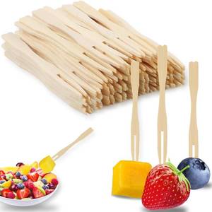 lot 347 image: 400PCS 3.5 Inch Appetizer Forks, Mini Forks, Mini Forks For Appetizers, Disposable Bamboo Forks Can Be Used For Desserts, Sandwiches, Burgers, Salads, Buffets, Drinks, Vegetables And More - Retail $7