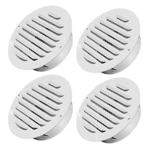 lot 351 image: 4 Round Soffit Vents White Stainless Steel Soffit Vents WallCeiling Vent Cover with Mesh Screen for Bathroom, Dryer, & Attic��4 Pack) - Retail $20