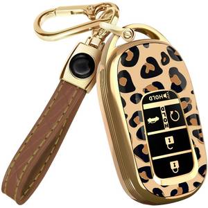 lot 358 image: Lucrum Compatible with Honda Key Fob Cover & Leather Keychain - TPU Keyfob Case for Accord Civic CR-V HR-V Pilot Ridgeline, For 5 Button Remote (2022-2026) - Leo Vibe - Retail $16