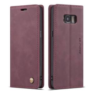 lot 360 image: QLTYPRI Case for Samsung Galaxy S8, Vintage PU Leather Wallet Case Card Slot Kickstand Magnetic Closure Shockproof Flip Folio Cover for Samsung Galaxy S8 - Red Wine - Retail $13