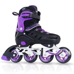 lot 361 image: Inline Skates for Adults Men Women, Adjustable Aggressive Durable Roller Blades with Giant Wheels, High Performance Skates for Male Female Purple Size 10 11 12 - Retail $50