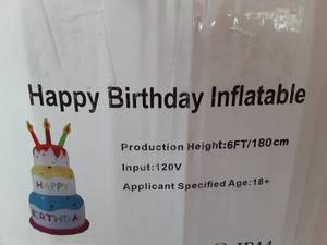 lot 367 image: Happy Birthday Inflatable Cake Decoration - Retail $25