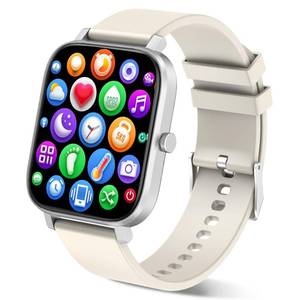 lot 381 image: Smart Watch for Men Women Compatible with iPhone Samsung Android Phone 1.69 inch Full Touch Screen IP68 Waterproof Bluetooh Fitness Tracker Heart RateSleep Monitor (Starlight) - Retail $25