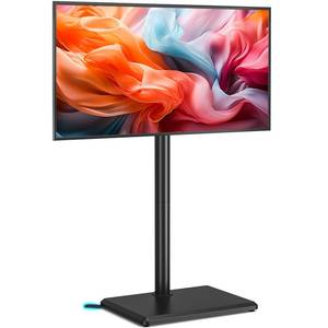 lot 387 image: Rfiver Swivel Floor TV Stand with Mount for 32-60 inch TVs up to 88 lbs, Height Adjustable Tall TV Stand with Wood Base, Saving Space Design for Bedroom, Living Room and Corner, Max VESA 400x400mm - Retail $68