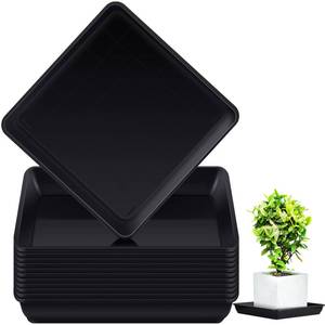 lot 388 image: Wenqik 12 Pieces Plastic Square Plant Saucer Large Square Plant Tray Planter Water Tray Garden Plant Pot Drainage Dish Thick Water Receiving Tray for Pots Base Indoor and Outdoor, Black (10 Inches) - Retail $5,543
