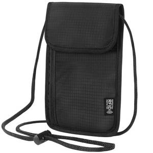lot 391 image: Likesing 5.5 L x 7.9 W Travel Neck Wallet, RFID Blocking Passport Holder, Security Lightweight Passport Travel Wallet, Neck Pouch Gifts for Women Men(Black) - Retail $14