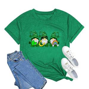 lot 400 image: St. Patricks Day Shirts for Women Cute Gnomes Shamrock Graphic Tees St Pattys Lucky T-Shirt Irish Tops Large - Retail $18