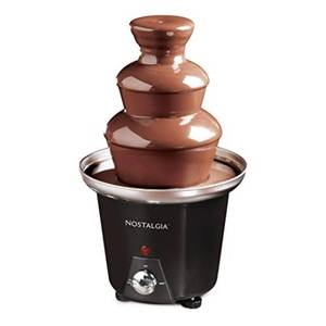 lot 410 image: Nostalgia 3 Tier Electric Chocolate Fondue Fountain Machine for Parties - Melts Cheese, Queso, Candy, and Liqueur - Dip Strawberries, Apple Wedges, Vegetables, and More - 24-Ounce - Black, Small - Retail $35