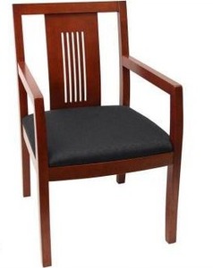 lot 26310 image: Regency Preston Fabric and Wood Side Guest Chair in Cherry and Black, Set Of 2