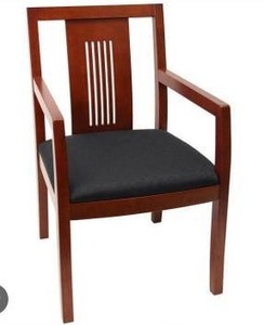 lot 26311 image: Regency Preston Fabric and Wood Side Guest Chair in Cherry and Black, Set Of 2